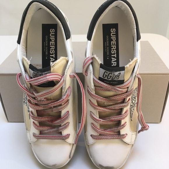 Golden Goose Superstar Beige Silver Glitter Star - Picture 5 of 10